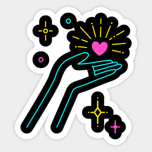 Lineart Hand Holding Heart Love Symbol Valentine's Sticker